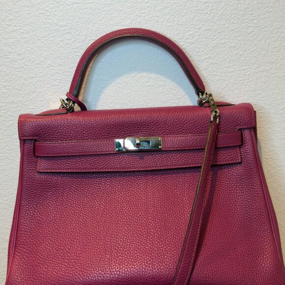 Hermes 32cm Tosca Clemence Retourne Kelly with Palladium Hardware - Picture 2 of 14